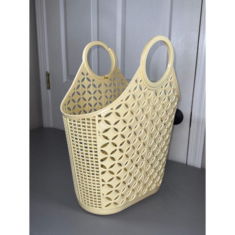 Sun Jellies Retro Atomic Tote Bag Yellow Jelly Basket Vintage Style Market Beach